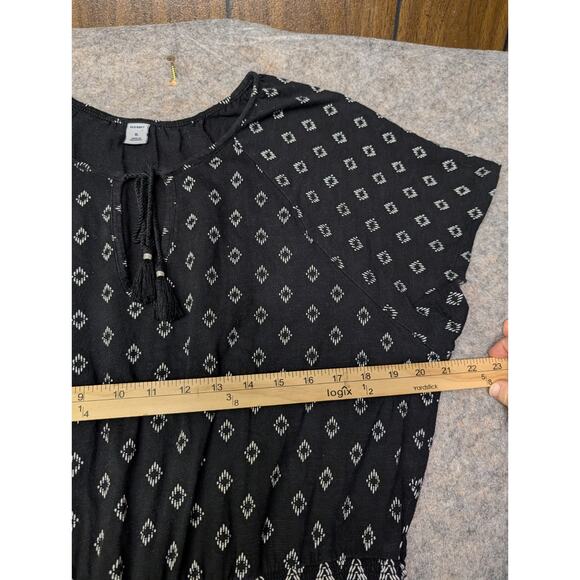 Women's Old Navy Geometric Black and White Dress Size XL Midi Tie Neckline - Picture 5 of 8